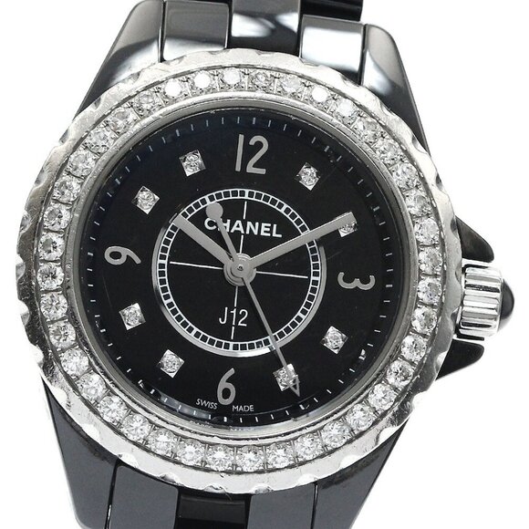 CHANEL J12 H2571 Diamond bezel 8P black Dial Quartz Ladies Watch_888705 - Picture 1 of 7